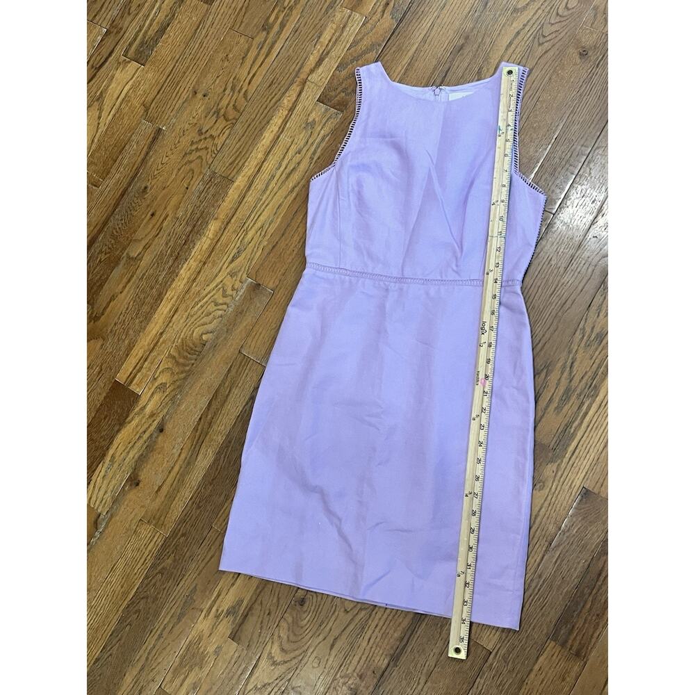 Ann Taylor Loft Size 0 Lilac Lace Trim Linen Cotton Lined Dress Women Formal - Picture 3 of 6
